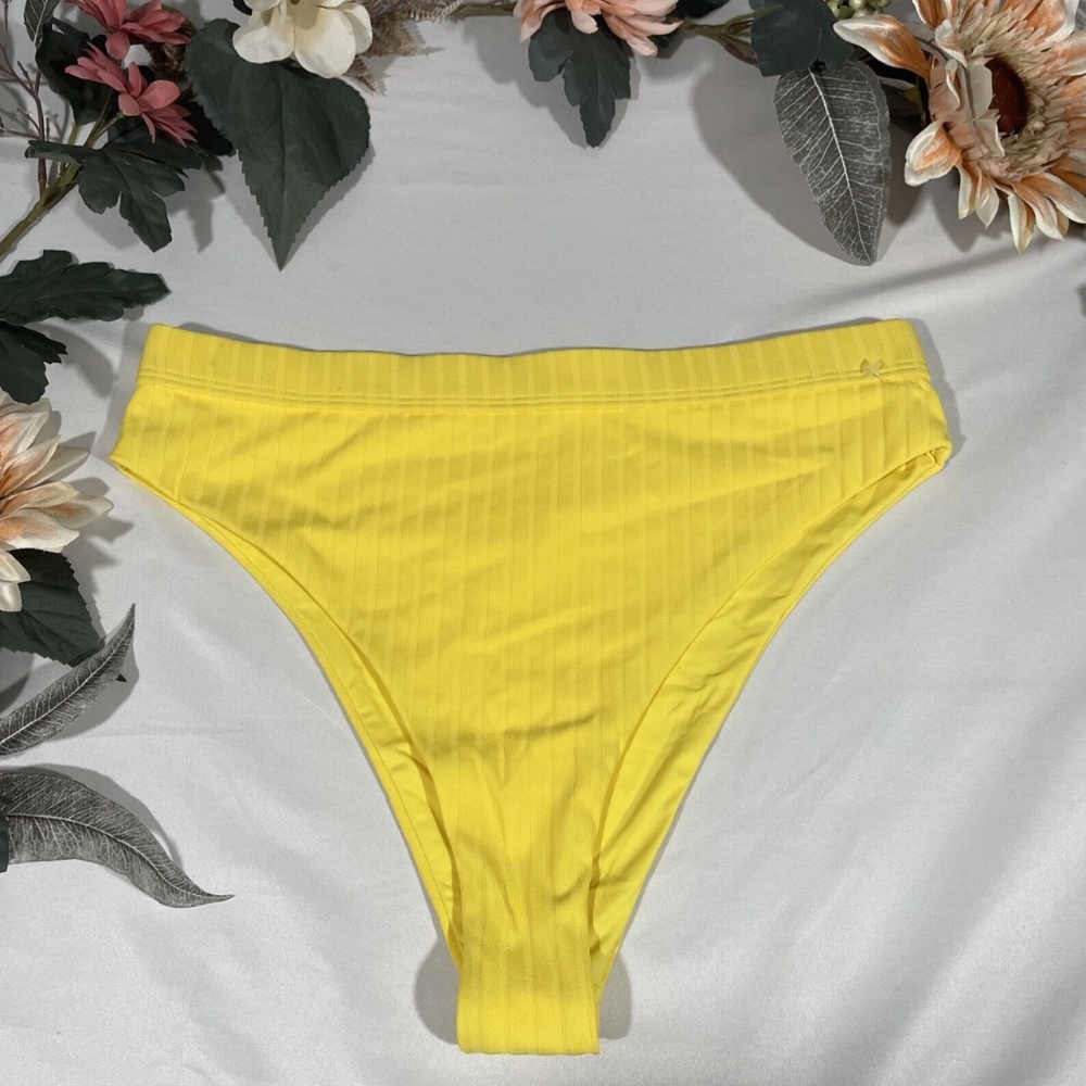 NEW Bond-Eye [‎ Medium ] High Waisted Ribbed Bikini Bottom in Yellow